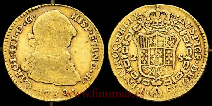 Cy11704.- Carlos III 2 ESCUDOS 1780 POPAYAN S.F. B.C. - Gold.