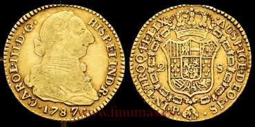 Cy11759.- Carlos III 2 ESCUDOS 1787 POPAYAN S.F. M.B.C. - Gold.