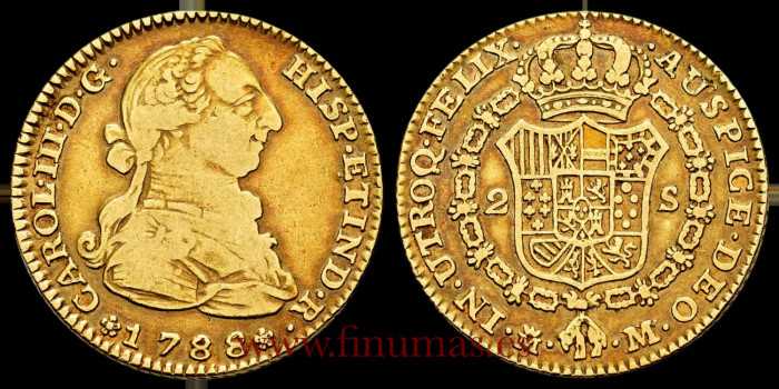 Cy11764VC.- Charles III 2 COATS OF ARCHITECTURE 1788 MADRID M On DV. MBC-.  Gold.