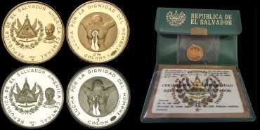 EL SALVADOR - K141/143 - 1 y 25 Colones 1971. DALI -PROOF. ORO-PLATA