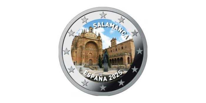 2 COMMEMORATIVE EUROS SPAIN 2025 "SALAMANCA" COLOUR