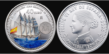 40 EUROS SPAIN 2025 ""JUAN SEBASTIAN EL CANO" - SILVER/COLOUR