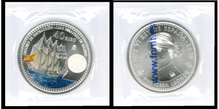 40 EUROS SPAIN 2025 ""JUAN SEBASTIAN EL CANO" - SILVER/COLOUR