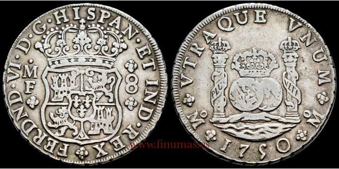 copy of Cy09848.- FERNANDO VI - 8 Reales Columnario 1752 Mexico M.F. - BC+