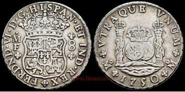 copy of Cy09848.- FERNANDO VI - 8 Reales Columnario 1752 Mexico M.F. - BC+