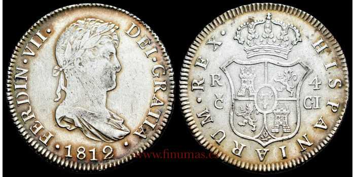 Cy14813.- FERNANDO VII - 4 Reales 1812 Cadiz C.I.- MBC+