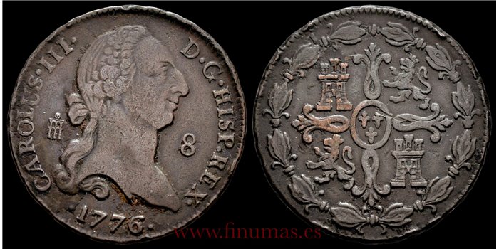 Cy10266E.- CARLOS III  8 MARAVEDIS 1776 SEGOVIA - MBC+