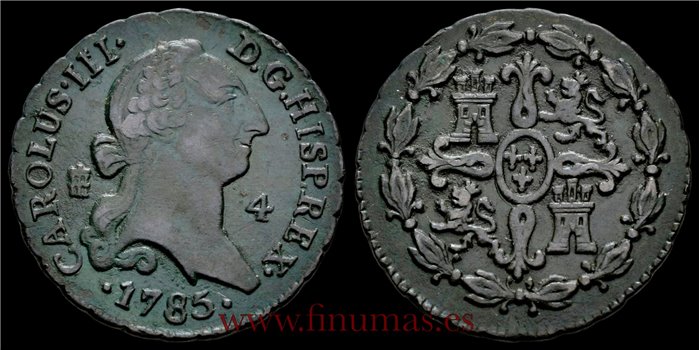 Cy10256E.- CARLOS III  4 MARAVEDIS 1785 SEGOVIA - MBC+