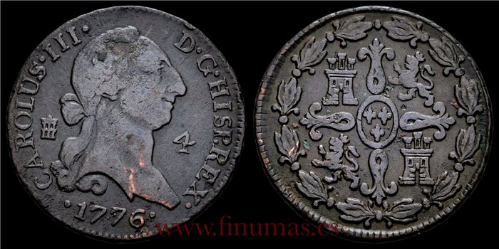 Cy10247C.- CARLOS III  4 MARAVEDIS 1776 SEGOVIA - BC+