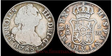 Cy10889B.- CARLOS III 2 REALES 1785 MADRID D.V. - RC. PLATA