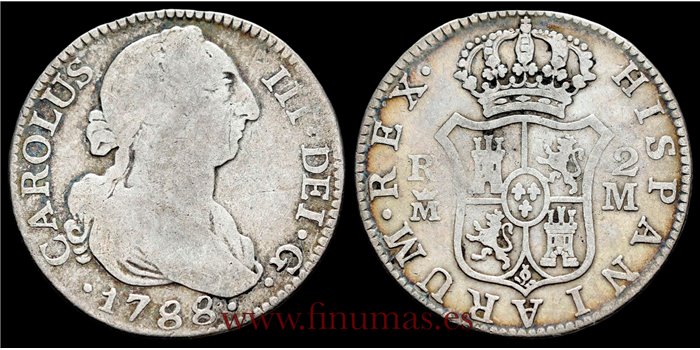 Cy10910B.- CARLOS III 2 REALES 1788 MADRID M. - RC.  PLATA