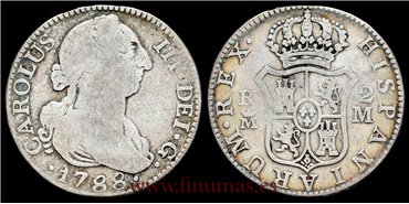 Cy10910B.- CARLOS III 2 REALES 1788 MADRID M. - RC.  PLATA