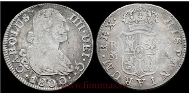 Cy12799B.- CARLOS IV 2 REALES 1800 MADRID F.A. - RC.  PLATA