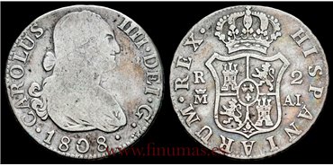 Cy12867B.- CARLOS IV 2 REALES 1808 MADRID A.I. - RC.  PLATA