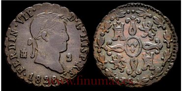 Cy13939D.- FERNANDO VII  2 MARAVEDIS 1828 SEGOVIA - MBC