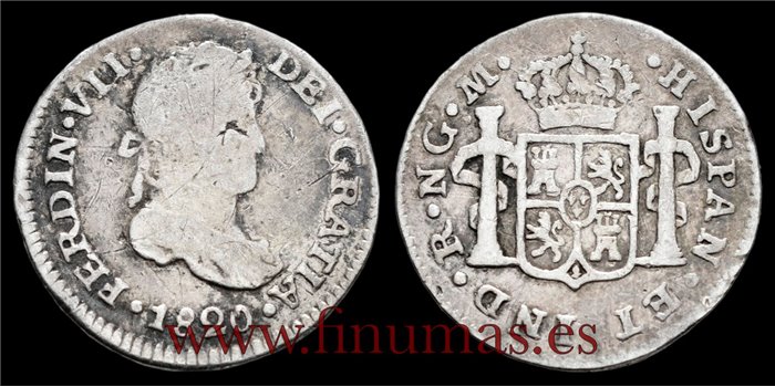 Cy14318B.- FERNANDO VII 1/2 REAL 1820 GUATEMALA M - RC.  PLATA