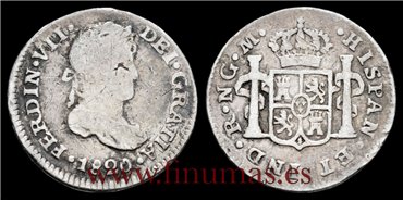 Cy14318B.- FERNANDO VII 1/2 REAL 1820 GUATEMALA M - RC.  PLATA