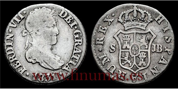 Cy14342C.- FERNANDO VII 1/2 REAL 1831 SEVILLA J.B. - BC.  PLATA