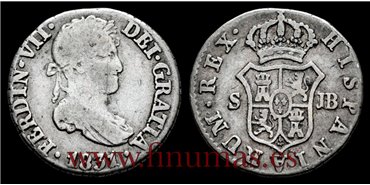 Cy14342C.- FERNANDO VII 1/2 REAL 1831 SEVILLA J.B. - BC.  PLATA