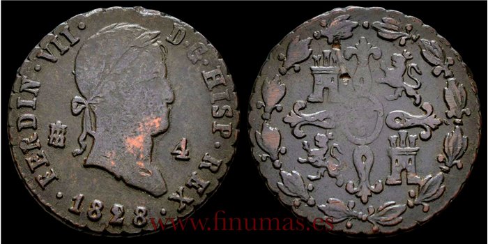 Cy14026E.- FERNANDO VII 4 MARAVEDIS 1828 SEGOVIA - MBC