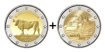2 EURO COMMEMORATIVE MALTA 2025 BUEY + MEDINA