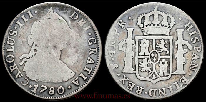 Cy11055C.- CARLOS III - 4 Reales 1780 Potosí P.R. - BC-