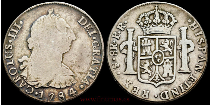 Cy11315C.- CARLOS III - 8 Reales 1784 Potosí P.J. - BC