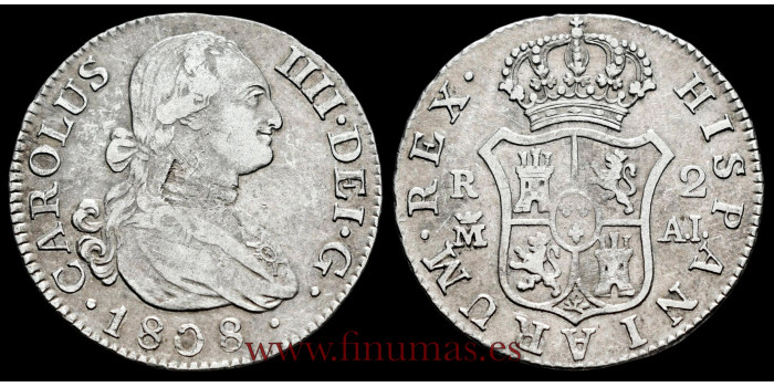Cy12765D.1.- CARLOS IV - 2 Reales 1796 Lima I.J.- BC+