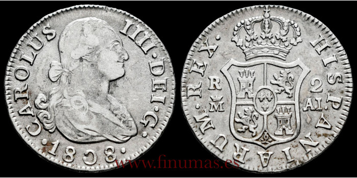 Cy12765E.1.- CARLOS IV - 2 Reales 1796 Lima I.J.- MBC