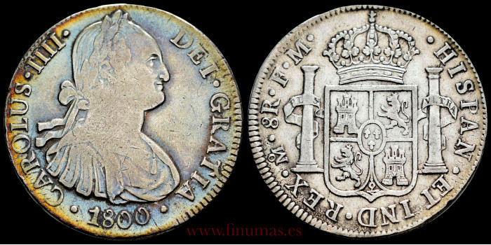 Cy13095C.- CARLOS IV - 8 Reales 1800 Mexico F.M.- BC+