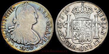 Cy13095C.- CARLOS IV - 8 Reales 1800 Mexico F.M.- BC+