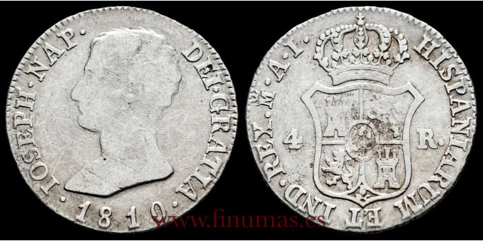 Cy13827b-1.- JOSE NAPOLEON - 4 Reales 1810 Madrid A.I.- R.C