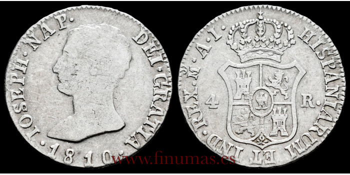 Cy13827b-2.- JOSE NAPOLEON - 4 Reales 1810 Madrid A.I.- RC
