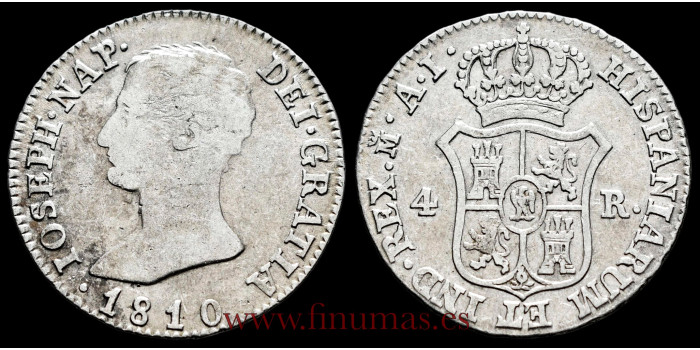 Cy13827b-3.- JOSE NAPOLEON - 4 Reales 1810 Madrid A.I.- RC