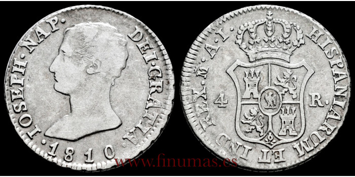 Cy13827C-2.- JOSE NAPOLEON - 4 Reales 1810 Madrid A.I.- B.C+