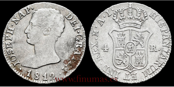 Cy13834D.- JOSE NAPOLEON - 4 Reales 1812 Madrid A.I.- MBC-. 