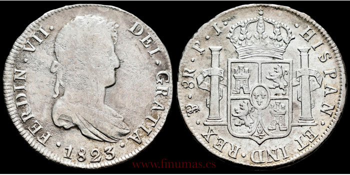 Cy15202c.- FERNANDO VII - 8 Reales 1823 Potosi P.J.- MBC-