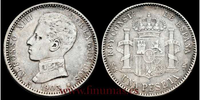 Cy16681H.- ALFONSO XIII - 1 Peseta 1903 SM.V - EBC