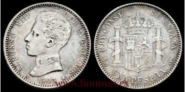 Cy16681H.- ALFONSO XIII - 1 Peseta 1903 SM.V - EBC