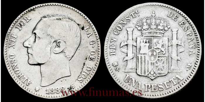 Cy16568c.- ALFONSO XII 1 Peseta 1882 ( - 82) MS.M. - BC