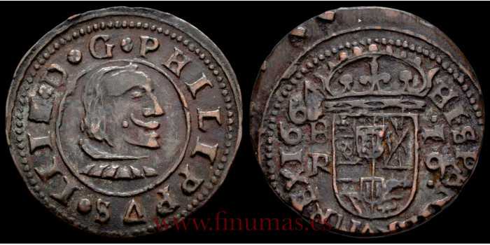 Cy05282G.- FELIPE IV - 16 Maravedí 1664 BURGOS - EBC-