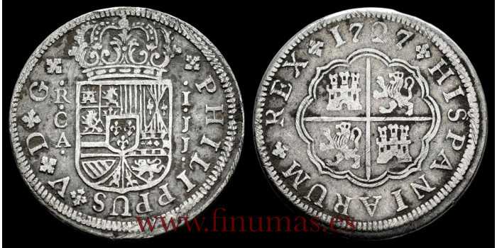 Cy07895.- FELIPE V - 1 Reale 1727 Cuenca J.J.  MBC - PLATA