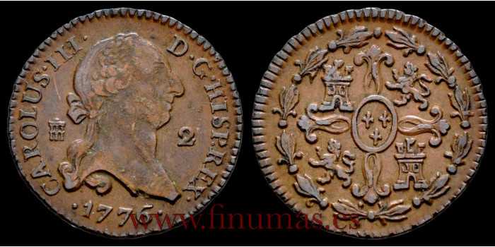 Cy10227.- CARLOS III - 2 Maravedis 1776 Segovia - MBC+