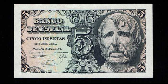 F439K.- 5 PESETAS 12 APRIL 1947 WITHOUT SERIES - SC