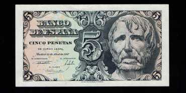 F439K.- 5 PESETAS 12 APRIL 1947 WITHOUT SERIES - SC