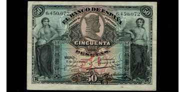 F319.- 50 PESETAS 15 JULY 1907 WITHOUT SERIES. MBC