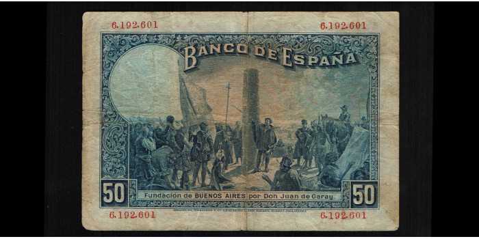 F342B - 50 PESETAS 17-5-1927 - BC SIN SERIE - SELLO DE REPUBLICA