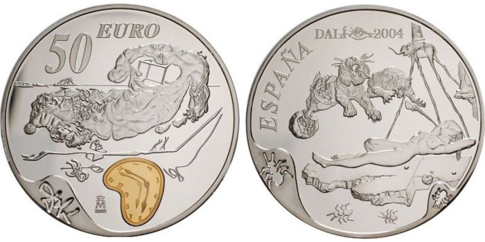 2004 - 50 EUROS / CINCUENTIN CENTENARIO  SALVADOR DALI. PROOF-  PLATA