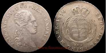 GERMANY STATES - SAXONY - K-1059.2- 1 Thaler 1816 IGS - Long Bust - SILVER