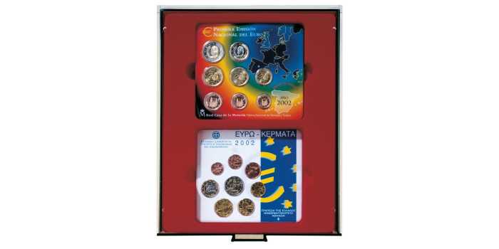 BANDEJA MONEDAS LINDNER 2 CASILLAS SETS EUROS - 2ª Mano